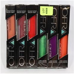 LOT OF 6 OFRA LONG LASTING LIPSTICK