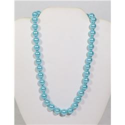 #2-SKY BLUE SEA SHELL PEARL NECKLACE 10mm/15"