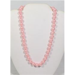 #6-PINK SEA SHELL PEARL NECKLACE 10mm/15"