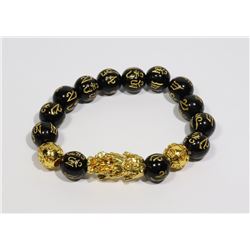 #200-BLACK OBSIDIAN PI XIU BRACELET 10mm/8"