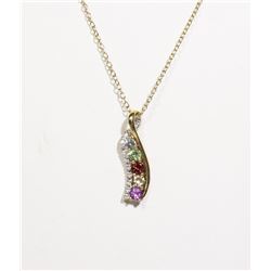 #138-TOPAZ/AMETHYST/GARNET NECKLACE/PENDANT