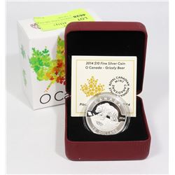 2014 CANADIAN FINE SILVER $10 "GRIZZLY BEAR"