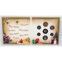 2004 COLOURED SANTA XMAS 25c 7 COIN SET