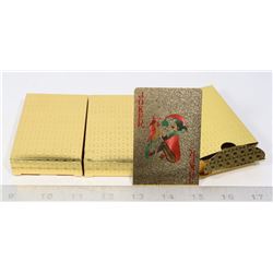 3 PACKS OF GOLD COLOUR PLAYING CARDS