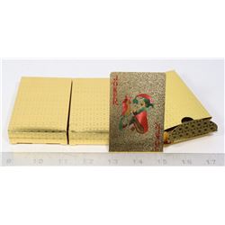 3 PACKS OF GOLD COLOUR PLAYING CARDS