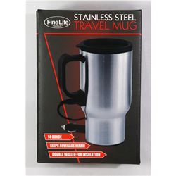 NEW 14-OZ STAINLESS STEEL HEATED TRAVEL MUG