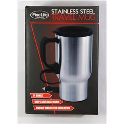 NEW 14-OZ STAINLESS STEEL HEATED TRAVEL MUG