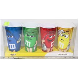 NEW 4PC M & M'S 3-D CUP SET