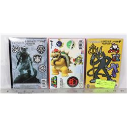LOT OF THREE NEW TECH DECAL SETS; CUPHEAD,