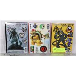 LOT OF THREE NEW TECH DECAL SETS; CUPHEAD,