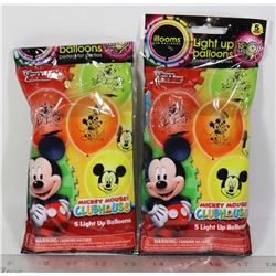TWO 5 PACKS OF LED LIGHT UP MICKEY MOUSE BALLOONS