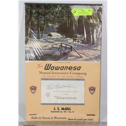 ANTIQUE 1959 WAWANESA INSURANCE WALL CALENDAR