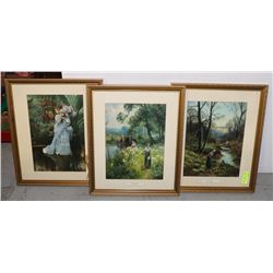 SET OF 3 OLDER PICTURES 18" X 22"