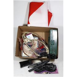 BOX W/ MISC ITEMS INCL. LARGE CANADIAN