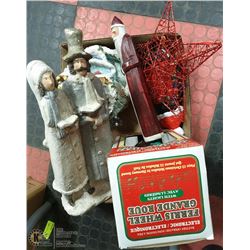 LOT OF ASSORTED CHRISTMAS STATUES, STAR & ETC.