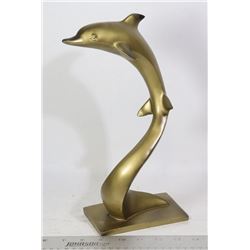 TALL GOLDEN DOLPHIN STATUE