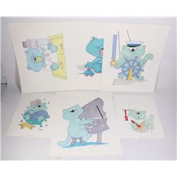 FLAT /W 6 PC. CAT ART. SIGNED.