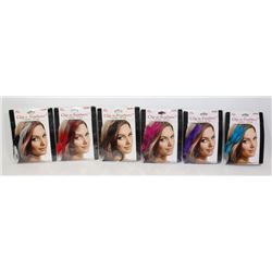 6 PACKS OF CLIP ON FEATHERS (3 FEATHERS, 10" LONG)