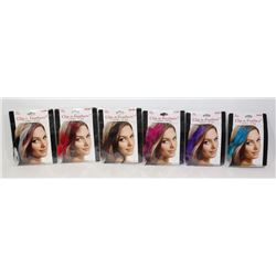 6 PACKS OF CLIP ON FEATHERS (3 FEATHERS, 10" LONG)