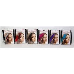 6 PACKS OF CLIP ON FEATHERS (3 FEATHERS, 10" LONG)