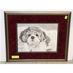FRAMED ORIGINAL SKETCH OF A DOG- MEASURES