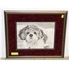 Image 1 : FRAMED ORIGINAL SKETCH OF A DOG- MEASURES