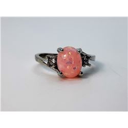 21)  LAB CREATED PINK FIRE OPAL AND CLEAR