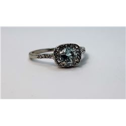 7)  LONDON BLUE TOPAZ CZ HALO RING WITH