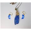 Image 1 : 3)   BLUE KYANITE PENDANT ON GOLD TONE 24"