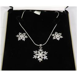 3PC SNOWFLAKE THEME NECKLACE AND EARRING SET