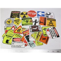 BAG OF ASSORTED FUNNY WARING SIGN STICKERS