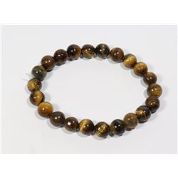 #173-NATURAL TIGER EYE BEAD BRACELET 8mm/7.5"