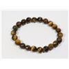 Image 1 : #173-NATURAL TIGER EYE BEAD BRACELET 8mm/7.5"