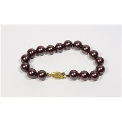 #26-PURPLE SEA SHELL PEARL BRACELET 10mm/7.5"