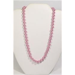 #10-DARK PINK SEA SHELL PEARL NECKLACE 8mm/15"