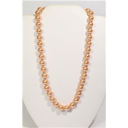 #15-ORANGE SEA SHELL PEARL NECKLACE 10mm/15"