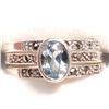 Image 1 : SILVER BLUE TOPAZ  ONYX  SET (~SIZE 7)