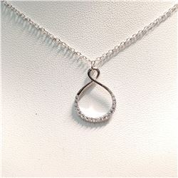 SILVER CUBIC ZIRCONIA  NECKLACE (~LENGTH 18CM)