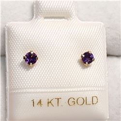 14K YELLOW GOLD AMETHYST  EARRINGS