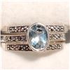Image 1 : SILVER BLUE TOPAZ ONYX  SET (~SIZE 7)