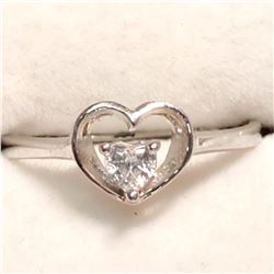 SILVER CUBIC ZIRCONIA HEART SHAPED RING
