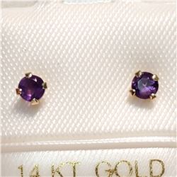 14K YELLOW GOLD AMETHYST  EARRINGS