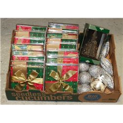 FLAT OF CHRISTMAS GIFT BOXES AND DECORATIONS