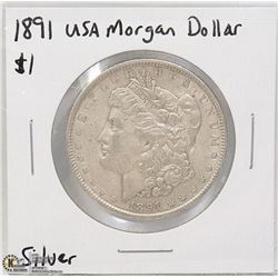 1891 SILVER USA MORGAN $1 DOLLAR COIN