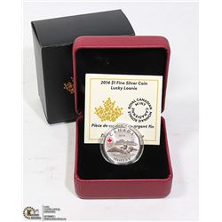 2014 SILVER OLYMPIC LUCKY LOONIE $1 COIN