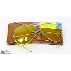 BUSHNELL YELLOW AVIATOR SUNGLASSES WITH CASE
