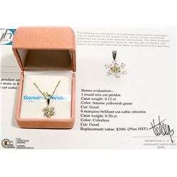 10 KT GOLD NECKLACE AND PERIDOT PENDANT