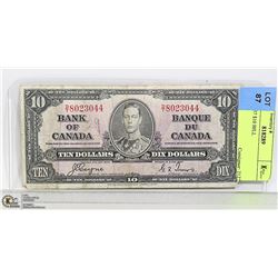 1937 CANADIAN $10 BILL