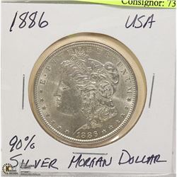 1886 90% SILVER MORGAN DOLLAR