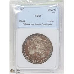 1887 MS-66 MORGAN SILVER DOLLAR-IRIDECSENT
